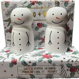 Coco + Lola Snowman Salt Shaker & Pepper Grinder Christmas Winter Holidays